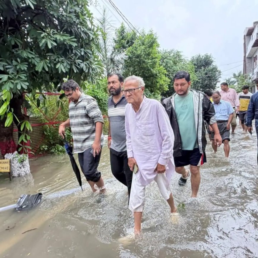 जल भराव के बीच पानी में खुद उतरकर वन मंत्री अरुण कुमार सक्सेना संभाला मोर्चा